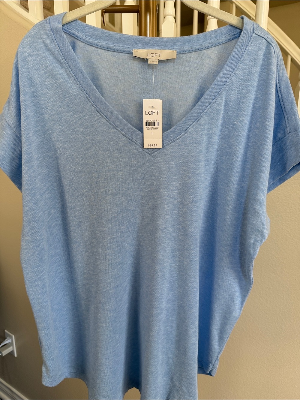 LOFT Light Blue V-Neck Short Sleeve Tee